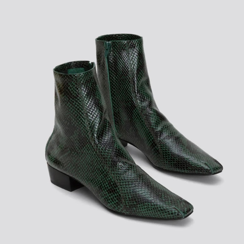 Rachel Comey Cove Boot Green Snakeprint Leather size 6